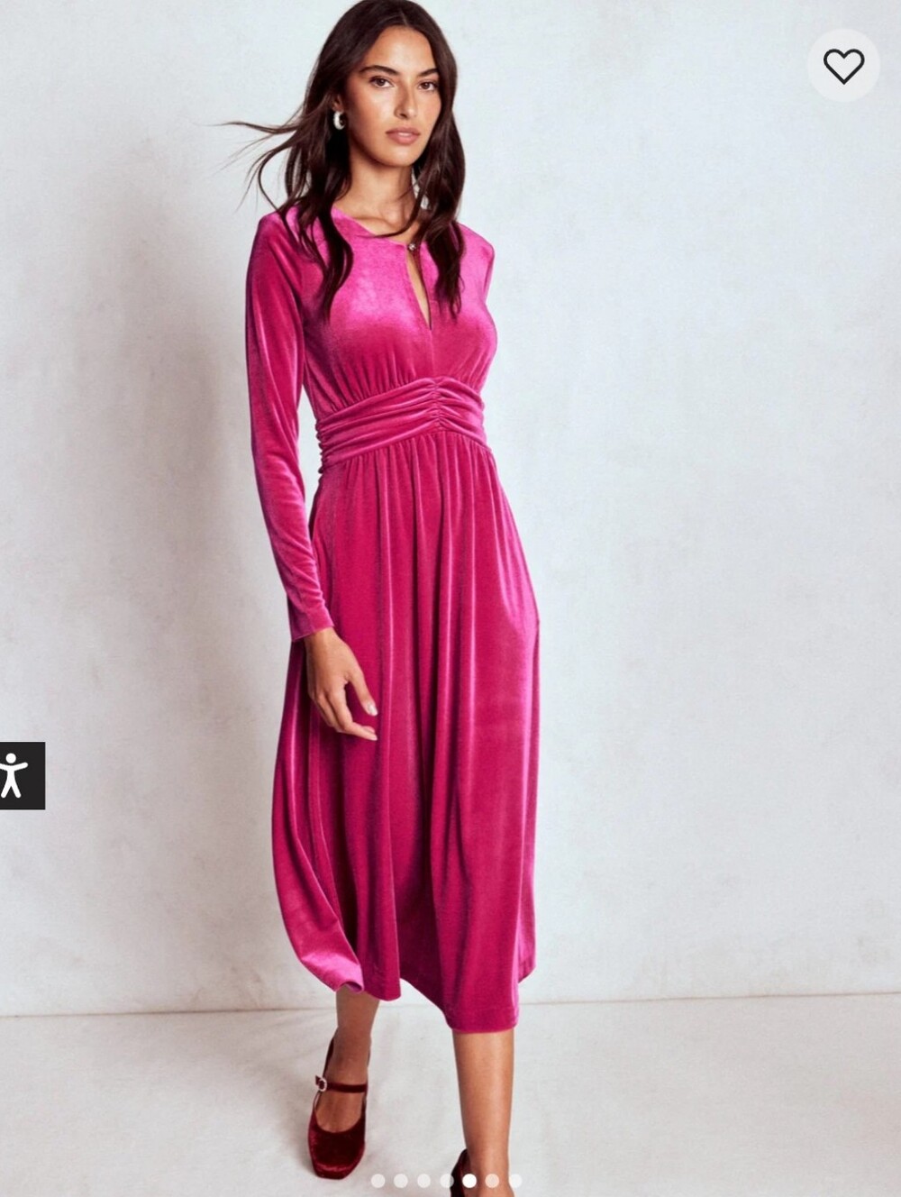 BODEN Tilda Velvet Midi Dress in Vibrant Pink Long Sleeve Sz 10 Long NWT $179
